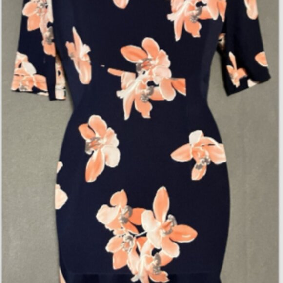 Connected Apparel Ladies Size 10 Multicolor Floral Short Sleeve Wrap Style Dress - Picture 9 of 16